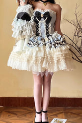 Princess Coronation Multi-layer Ruffle Bowknot Slim Romantic Sweet Lolita Dress 2 Colors